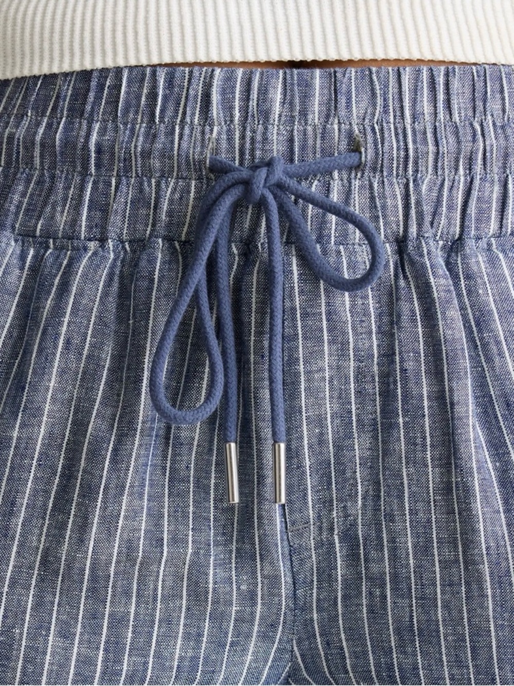 Quince Blue Pinstripe Wide-Leg Linen Pants